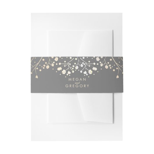 Baby's Breath Gold Foil Wedding Uitnodigingen Wikkel (Voorkant Voorbeeld)
