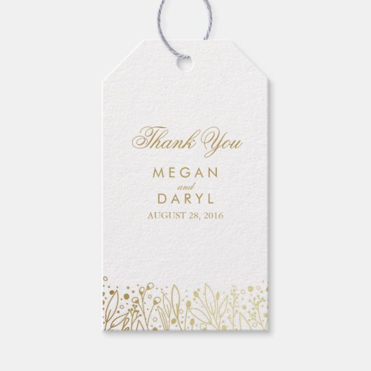 Baby's Breath Gold Folie Boeket Bruiloft Cadeaulabel (Voorkant)