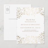 Baby's Breath Gold folie Effect Save the Date Aankondigingskaart (Voorkant / Achterkant)