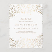 Baby's Breath Gold folie Effect Save the Date Aankondigingskaart (Voorkant)
