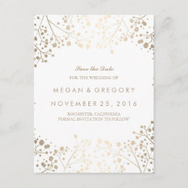 Baby's Breath Gold folie Effect Save the Date Aankondigingskaart