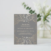 Baby's Breath Gold folie Save the Date Aankondigingskaart (Staand voorkant)
