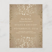 Baby's Breath Gold Kraft Bewaar de datum Aankondigingskaart (Voorkant)