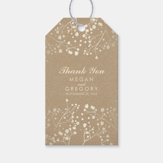 Baby's Breath Gold Kraft bruiloft Cadeaulabel (Voorkant)