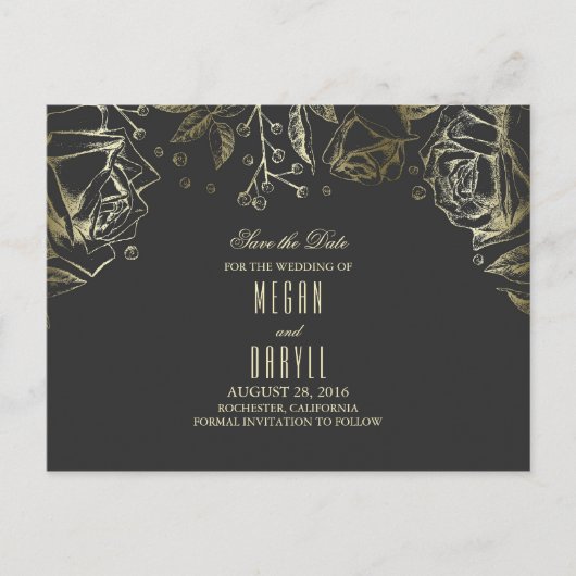 Baby's Breath Gold rozen Bewaar de datum Aankondigingskaart (Voorkant)