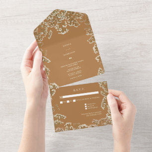Baby's Breath Goldenrod Wedding RSVP All In One Uitnodiging
