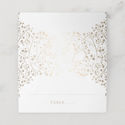Baby's Breath Goud en Wit Elegant Huwelijk Plaatskaartje (Buitenkant ongevouwen)