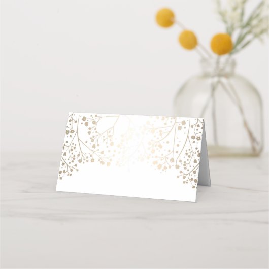 Baby's Breath Goud en Wit Elegant Huwelijk Plaatskaartje (Achterkant)