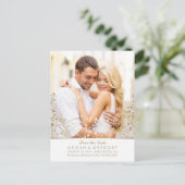 Baby's Breath Goud en Wit Foto Sla de datum op Aankondigingskaart (Staand voorkant)