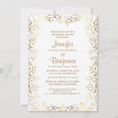 Baby's Breath Goud en Wit Repetitie Diner Kaart (Voorkant)