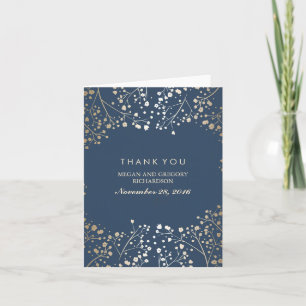 Baby's Breath Goud Folie Navy Trouw Dank Je Bedankkaart