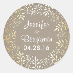 Baby's Breath Gouden Folie Elegante Bruiloft Ronde Sticker