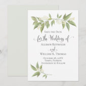 Baby's Breath Greenery Botanical Floral Save The Date (Voorkant / Achterkant)