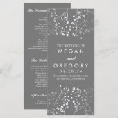 Baby's Breath Grey en Zilver Huwelijksprogramma Programmakaart (Voorkant / Achterkant)