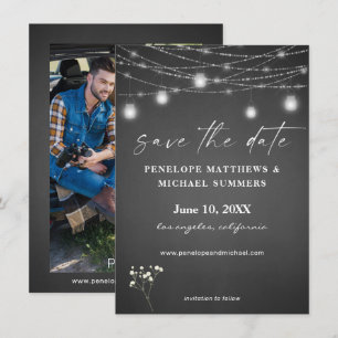 Baby's Breath Grijze Schoolbord Foto Save The Date