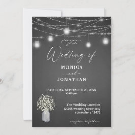 Baby's Breath Grijze Schoolbord & Slingerlichtjes Kaart