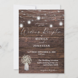 Baby's Breath Houten Slingerlichten Trouwreceptie Kaart