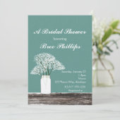 Baby's Breath in Mason Jar Rustieke Uitnodigingen (Staand voorkant)