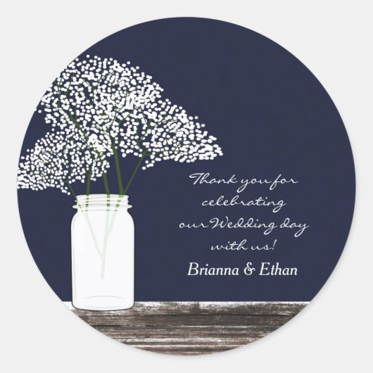 Baby's Breath in Metselpot Rustic Blauw Stickers (Voorkant)