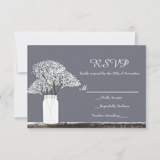 Baby's Breath in Metselpot Rustic Grey RSVP Kaart (Voorkant)