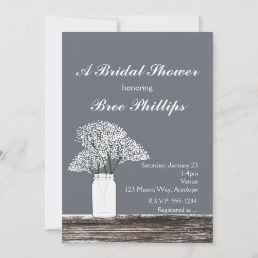 Baby's Breath in metselpot Rustic Grey Uitnodiging (Voorkant)
