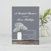 Baby's Breath in metselpot Rustic Grey Uitnodiging (Staand voorkant)