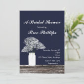 Baby's Breath in Metselwerkpot Rustieke Blauwe Uit Kaart (Staand voorkant)