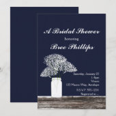 Baby's Breath in Metselwerkpot Rustieke Blauwe Uit Kaart (Voorkant / Achterkant)