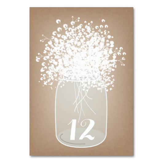 Baby's Breath Jar Cardstock Geïnspireerd tabelnumm Kaart (Achterkant)
