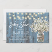 Baby's Breath Jar Rustic Dusty Blue Baby shower Kaart (Voorkant)