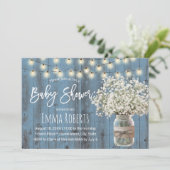 Baby's Breath Jar Rustic Dusty Blue Baby shower Kaart (Staand voorkant)