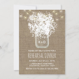 Baby's Breath Jar Rustic Wedding Rehearsal Dinner Kaart