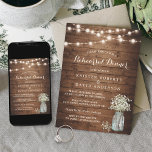 Baby's Breath Jar String Lights Rehearsal Dinner Kaart<br><div class="desc">De Grote Rehearsal van de Koord van de Kleding van de Baby is de perfecte manier om uw gasten uit te nodigen om zich bij u aan te sluiten voor een nacht van viering voor uw grote dag. De bijtende charme van de adembloemen van de baby in een Mason-pot en...</div>