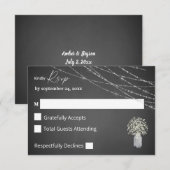 Baby's Breath, Krijt & String Lights geen Maaltijd RSVP Kaartje (Voorkant / Achterkant)