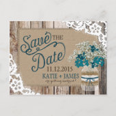 Baby's Breath Lace Rustiek Hout Save the Date Aankondigingskaart (Voorkant)