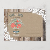 Baby's Breath Lace Rustiek Hout Save the Date Aankondigingskaart (Achterkant)