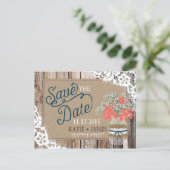 Baby's Breath Lace Rustiek Hout Save the Date Aankondigingskaart (Staand voorkant)