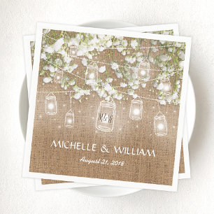 Baby's Breath Landelijke Jute Huwelijk Servetten