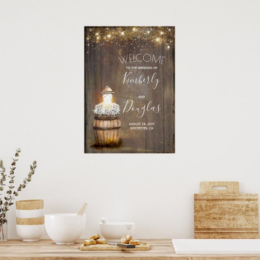 Baby's Breath Lantern Rustic Wedding Welcome Sign Poster (Keuken)