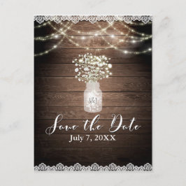 Baby's Breath Lichten Rustieke Trouwkaart Save the Aankondigingskaart