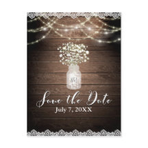 Baby's Breath Lichtjes Rustieke Trouwkaart Save th