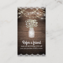 Baby's Breath & Lights Rustic Verwijs een vriend Aanbevelingskaartje