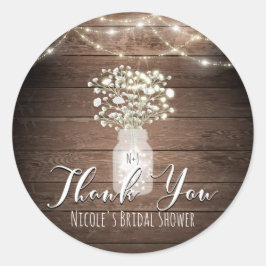 Baby's Breath & Lights rustieke bruiloft gunst Cus Ronde Sticker