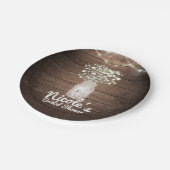 Baby's Breath & Lights Rustieke bruiloft receptie Papieren Bordje (Gekanteld)