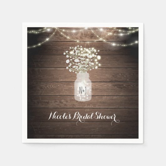 Baby's Breath & Lights Rustieke bruiloft receptie Servetten (Voorkant)