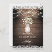 Baby's Breath & Lights Rustieke bruiloft uitnodigi Kaart (Voorkant)