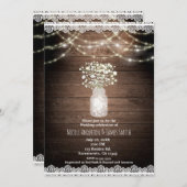 Baby's Breath & Lights Rustieke bruiloft uitnodigi Kaart (Voorkant / Achterkant)