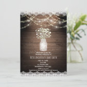 Baby's Breath & Lights Rustieke Trouw Uitnodiginge Kaart (Staand voorkant)