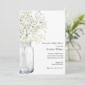 Baby's Breath Mason Jar Baby shower-uitnodiging Kaart (Staand voorkant)