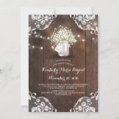 Baby's Breath Mason Jar Barn Wood Baby shower Kaart (Voorkant)